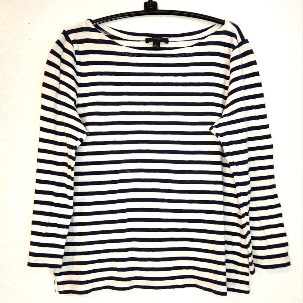 J. Crew Striped Navy and White Women's Top, Size M‎